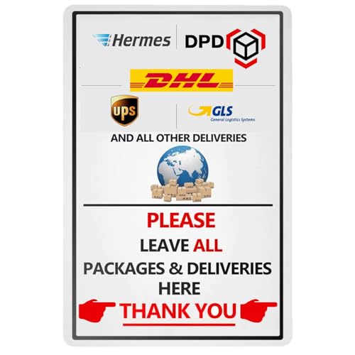 Pakete hier ablegen Bleichschilder, 20cm x 30cm Metallschilder, Lieferung Dekor für die Haustür. Leave Package Here Metal Tin Sign (EN Auf der rechten Seite 2313) von Yiruhe
