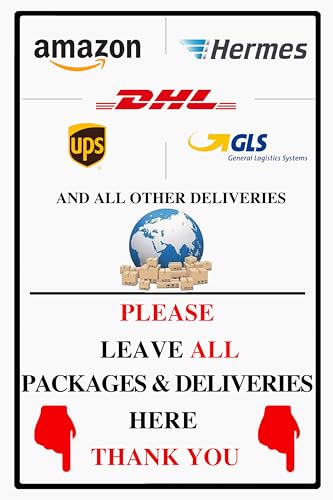 Pakete hier ablegen Bleichschilder, 20cm x 30cm Metallschilder, Lieferung Dekor für die Haustür. Leave Package Here Metal Tin Sign (EN downward 2311) von Yiruhe