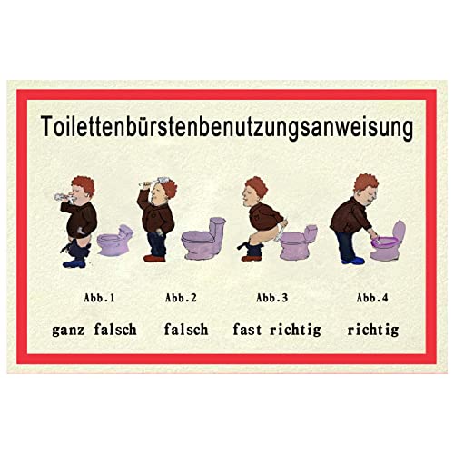 Witziges Blechschild, Toilettenbürstebenutzungsanwerisung, 20cm x 30cm Metallschild für Toiletten Dekoration zur Erinnerung daran, das Klo sauber zu halten. (2309) von Yiruhe
