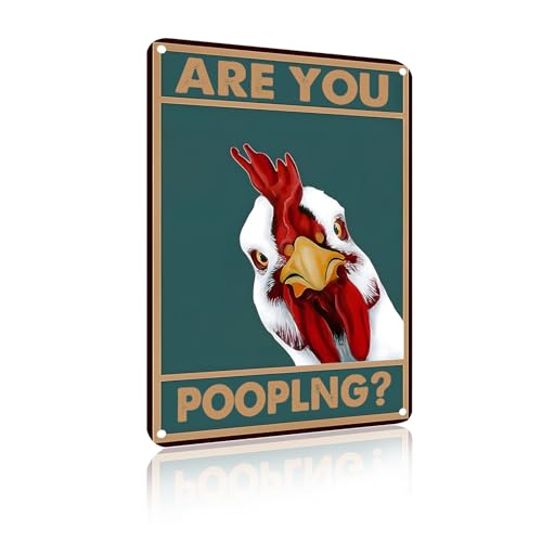 Yiruhe Vintage Huhn Are You Pooping lustige Zinn Zeichen für Bad Toilette Wanddekoration 20 x 30 cm （2458） von Yiruhe