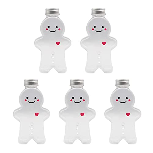 Yisawroy Süßigkeitenglas mit Lebkuchenmann, für Süßigkeiten, Kekse, versiegeltes Glas, Kunststoff, Trinkflasche, Milch, Tee, 5 Stück von Yisawroy
