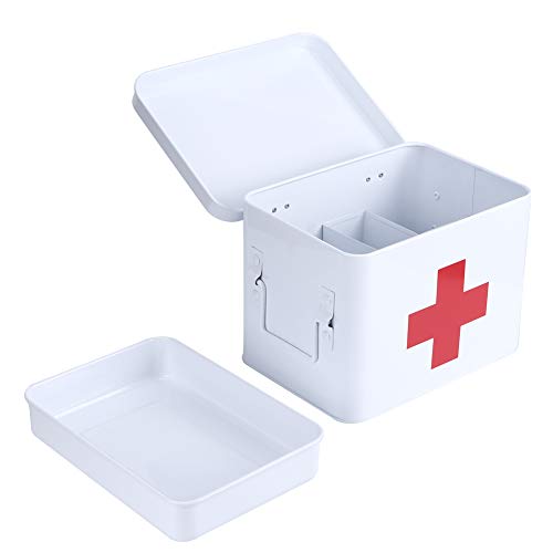 Yisentno Medizinform, 2-lagiger platzsparender tragbarer Medizinbox-Organizer, große Kapazität für Apothekenfamilien von Yisentno