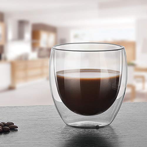Yisentno Schöne transparente Glasschale, Kaffeetasse, hitzebeständige Teetasse, für Zuhause Schützen Sie Ihre Hände für Coffee Shop 80ML von Yisentno