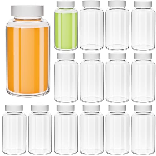 Kleine Glasdosen mit weißem Deckel, 120 ml, leere Schnapsflaschen für Getränke und Reisen, 15 Stück von Yishik