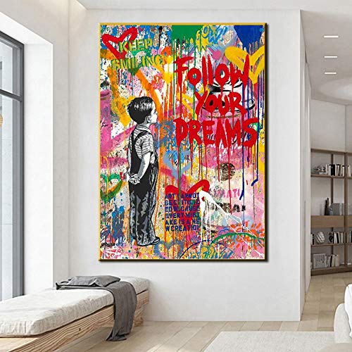 Graffiti Street Art von Banksy Dream Poster und Drucke Abstrakte Pop Art Leinwand Gemälde an der Wand Kunst Bild Wohnkultur 40x60cm (16x24in) Rahmenlos von Yishui Art