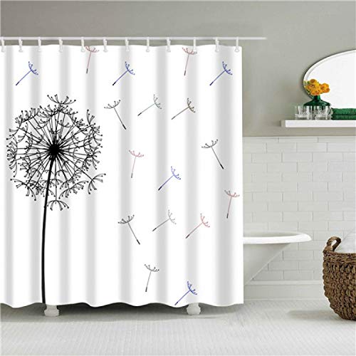 Schöne Blume Löwenzahn Duschvorhänge Badezimmer Vorhang Stoff Wasserdicht Polyester Badvorhang Mit Haken 120x280cm(47x110Zoll) von Yishui Art