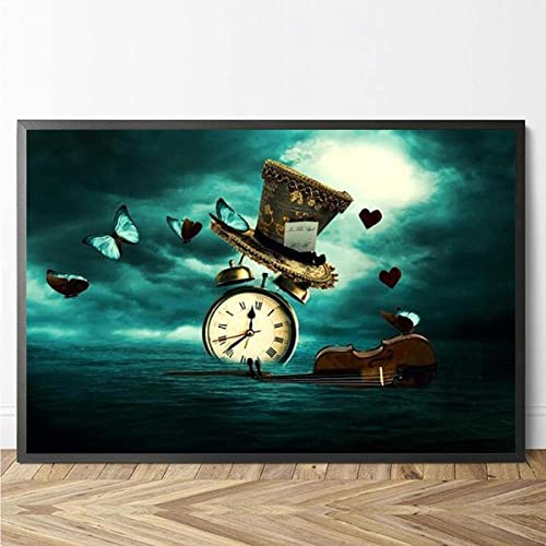 Surrealismus Kunst Leinwand Poster Salvador Dali Leinwand Malerei Retro Druck Wandkunst Bilder für Wohnzimmer Dekoration 90x120cm (35x47in) interner Rahmen von Yishui Art