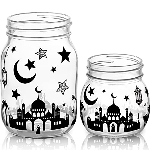 2448 Stück Ramadan Mubarak Glas Aufkleber Ramadan Kareem Sticker Vinyl Ramadan Mubarak Fensteraufkleber Eid Mubarak Wandbilder DIY Nachtlicht Aufkleber für Eid al-Adha Muslimisch Deko von Yisong