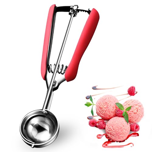 Eisportionierer Edelstahl, Eislöffel Portionierer Eiskugelportionierer, Ice Cream Scoop, mit Gummigriff Zinklegierung für Eiscreme Melone Fleischbällchen Keksteig Reis, Länge 22cm Durchmesser 5.3cm von Yisscen