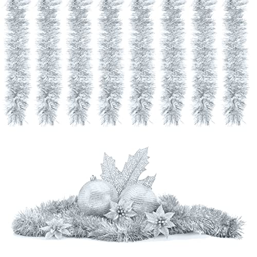 Weihnachtsbaum Lametta Girlande,8Pcs Glänzend Weihnachtsbaum Ornamente,Weihnachtsdeko Metallische Girlanden, Weihnachtsgirlanden,für Festliches Weihnachten Lamettaa,DIY Deko,Kindergeburtstag (Silber) Weihnachtsbaum Lametta Girlande,8Pcs Glänzend Weihnachtsbaum Ornamente,Weihnachtsdeko Metallische Girlanden, Weihnachtsgirlanden,für Festliches Weihnachten Lamettaa,DIY Deko,Kindergeburtstag (Silber) von Yisscen