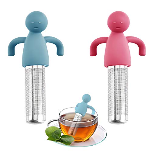 Yisscen 2 Stücke Teesieb Teefilter, Tee-Ei für lose Teeblätter, Tee-ei Teesieb aus Edelstahl und Lebensmittel Silikon, kreative humanoide Silikon-Teesiebe, zum Filtern oder Einweichen von Tee Yisscen 2 Stücke Teesieb Teefilter, Tee-Ei für lose Teeblätter, Tee-ei Teesieb aus Edelstahl und Lebensmittel Silikon, kreative humanoide Silikon-Teesiebe, zum Filtern oder Einweichen von Tee von Yisscen