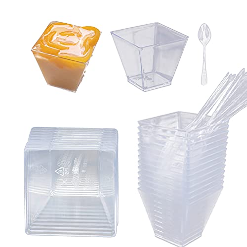 Yisscen 50 Stück Desserttasse mit Löffeln, 160ML Dessertschalen Set, DIY Plastik Dessertbecher,Wiederverwendbar Trapezoid Becher für Zuhause, Desserts,Picknick, Party, Spülmaschine Yisscen 50 Stück Desserttasse mit Löffeln, 160ML Dessertschalen Set, DIY Plastik Dessertbecher,Wiederverwendbar Trapezoid Becher für Zuhause, Desserts,Picknick, Party, Spülmaschine von Yisscen