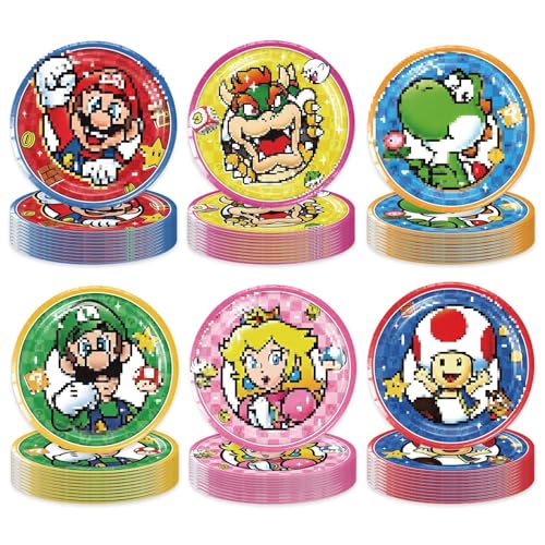 Yisscen Super Ma-rio Party Pappteller, 60 Stück Geburstag Partygeschirr Pappteller Set, Bunte Partyteller Partyset Pappteller Rund Teller Papierteller, Papier Geschirr für Kindergeburtstag Party Yisscen Super Ma-rio Party Pappteller, 60 Stück Geburstag Partygeschirr Pappteller Set, Bunte Partyteller Partyset Pappteller Rund Teller Papierteller, Papier Geschirr für Kindergeburtstag Party von Yisscen