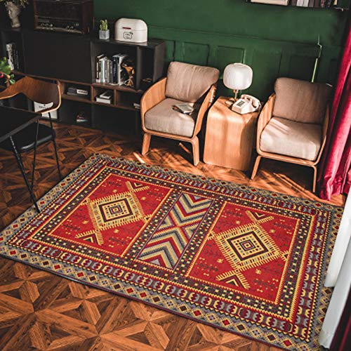Bohemian Area Rug Rutschfester Badbodenmatte Waschbar Retro Traditioneller dekorativer Teppich für Schlafzimmer Badezimmer Wohnzimmer Tür 60x90cm von Yissone