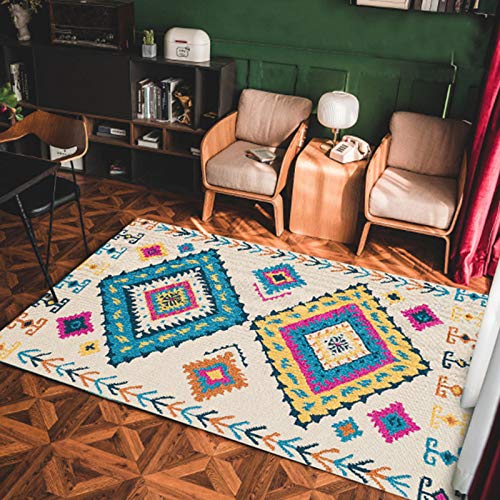 Bohemian Area Rug Rutschfester Badbodenmatte Waschbar Retro Traditioneller dekorativer Teppich für Schlafzimmer Badezimmer Wohnzimmer Tür 60x90cm von Yissone