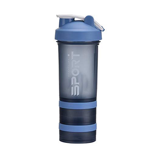Yissone Protein-Shaker-Flasche, tragbare Shake-Mixer-Flasche Supplement Mixer Cup mit Pulver-Aufbewahrung für Laufen, Radfahren, Fitness von Yissone