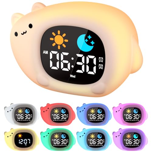 YISSVIC Kinderwecker Schlaftrainer Wecker Kinder Lernwecker mit Snooze 2 Alarm weicher Nachtlicht RGB Licht für Schulanfänger Kinderzimmer in Katz Stil YISSVIC Kinderwecker Schlaftrainer Wecker Kinder Lernwecker mit Snooze 2 Alarm weicher Nachtlicht RGB Licht für Schulanfänger Kinderzimmer in Katz Stil von Yissvic