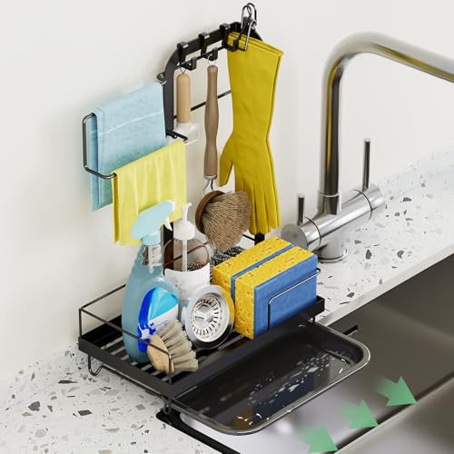 YISSVIC Spülbecken Organizer Selbstentleerend Küchen Organizer mit Abflusspfanne Schwammhalter Spüllappenhalter Haken YISSVIC Spülbecken Organizer Selbstentleerend Küchen Organizer mit Abflusspfanne Schwammhalter Spüllappenhalter Haken von Yissvic