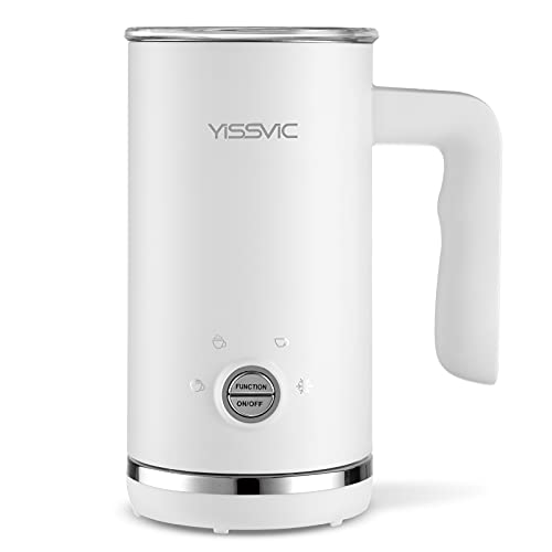 Yissvic Elektrischer Milchaufschäumer Cappuccino 4 in 1 Aufschäumer 600 W 300 ml Milchaufschäumer aus Edelstahl Antihaftbeschichtung für Kaffee, Milch, Cappuccino, Weiß von Yissvic