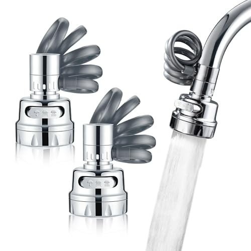 Yitexin 2 Packungen Badezimmer Wasserhahn Extender Sprayer Aufsatz, Küche 360° drehbar Spüle Belüfter Spüle Sprayer Düse Swivel Ersatz 3 Wasserauslassmodi Wassersparend Stil 1 (Stil 1) von Yitexin