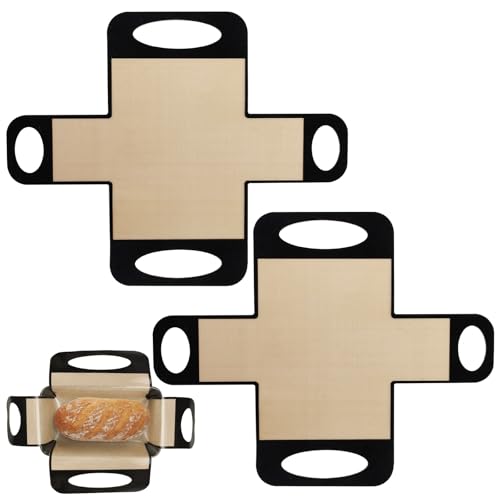 Yitexin 2 Stück wiederverwendbare Silikon-Brotschlinge Dutch Oven mit Griffen, antihaftbeschichtete Silikon-Backmatte für Brot, Kekse, Sauerteigschlinge, Kastenform, Einlagen (schwarze Kanten und von Yitexin