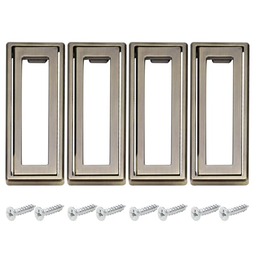 Yitexin 4 Stück 11,2 cm Länge, brauner bündiger Ringgriff mit Schraube, quadratischer versteckter versenkter bündiger Zug, Zinklegierung, Klappgriff für Möbel, Schränke, Kommoden, Schiebetüren Yitexin 4 Stück 11,2 cm Länge, brauner bündiger Ringgriff mit Schraube, quadratischer versteckter versenkter bündiger Zug, Zinklegierung, Klappgriff für Möbel, Schränke, Kommoden, Schiebetüren von Yitexin