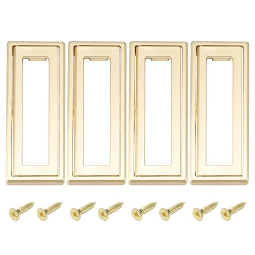 Yitexin 4 Stück 11,2 cm Länge, goldfarbener Ringgriff mit Schraube, quadratischer versteckter versenkter bündiger Zug, Zinklegierung, Klappgriff für Möbel, Schränke, Kommoden, Schiebetüren Yitexin 4 Stück 11,2 cm Länge, goldfarbener Ringgriff mit Schraube, quadratischer versteckter versenkter bündiger Zug, Zinklegierung, Klappgriff für Möbel, Schränke, Kommoden, Schiebetüren von Yitexin