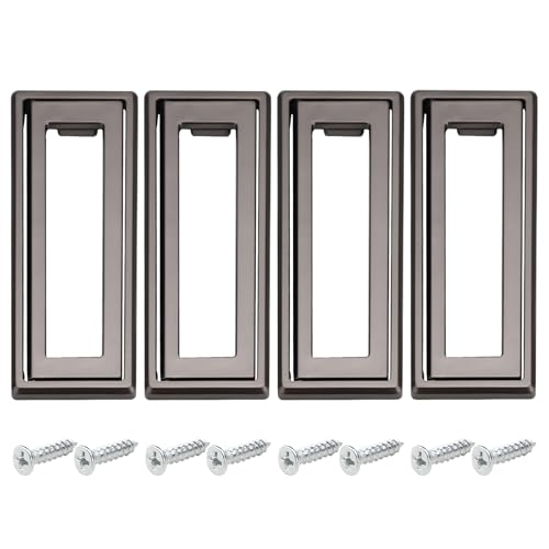 Yitexin 4 Stück 11,2 cm Länge, grauer bündiger Ringgriff mit Schraube, quadratischer versteckter versenkter bündiger Zug, Zinklegierung, Klappgriff für Möbel, Schränke, Kommoden, Schiebetüren Yitexin 4 Stück 11,2 cm Länge, grauer bündiger Ringgriff mit Schraube, quadratischer versteckter versenkter bündiger Zug, Zinklegierung, Klappgriff für Möbel, Schränke, Kommoden, Schiebetüren von Yitexin
