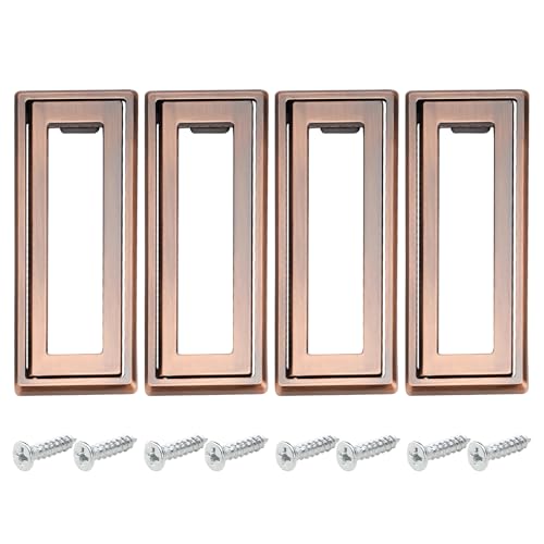 Yitexin 4 Stück 11,2 cm Länge, roter bündiger Ringgriff mit Schraube, quadratischer versteckter versenkter bündiger Zug, Zinklegierung, Klappgriff für Möbel, Schränke, Kommoden, Schiebetüren Yitexin 4 Stück 11,2 cm Länge, roter bündiger Ringgriff mit Schraube, quadratischer versteckter versenkter bündiger Zug, Zinklegierung, Klappgriff für Möbel, Schränke, Kommoden, Schiebetüren von Yitexin