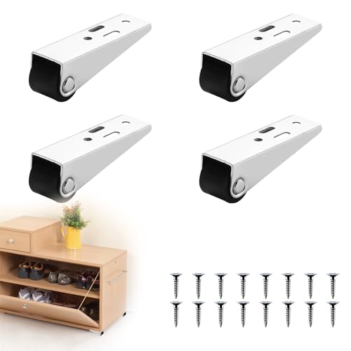 Yitexin 4 Stück Mini-Langrahmen Lenkrollen mit 16 Schrauben, Vertikale Montage Türunterstützungsrollen, Tragfähige Türrolle für Schrank Scheunentor Wohnmöbel (4) von Yitexin