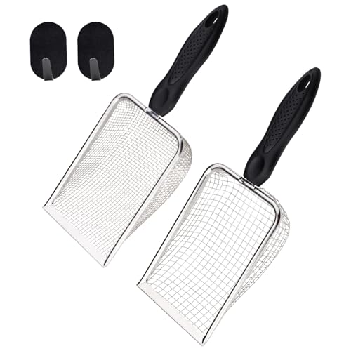 Yitexin Edelstahl Bodensieb für Gartenarbeit mit Griff & 2 schwarzen Haken, 3.8mm/5mm Mesh Sandsieb für den Strand, Gartensieb Schaufel Bildschirm für Felsen Kompost (Silber) von Yitexin