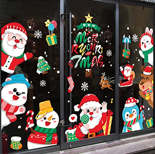 Weihnachtsdeko Fenster,Fensterbilder Selbstklebend Große Größe Weihnachten Fenstersticker,Weihnachtsdeko Sale Winter Deko Fensterbilder Weihnachten,4 Stück Weihnachten Fensterbilder Kinderzimmer von Yitla