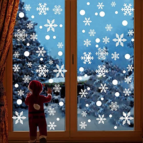 Weihnachtsdeko Fenster Schneeflocken Deko,Schneeflocken Fensterbilder Selbstklebend Abnehmbare Fensterdeko Aufkleber Weihnachten,Fensterbilder Weihnachten Winter Deko(weiß) von Yitla