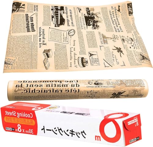 Backpapier,Nicht Klebrig Fettdichtes Papier, Rolle 8M Hamburgerpapier Papier, Sandwichpapier Kann zum Einwickeln von, Burgern，Sandwiches（Braun） von Yitobici