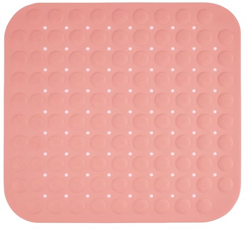 Duschmatte,48 x 48cmDuschmatte rutschfest Quadratisch, Badewannenmatte rutschfest, Aufhängern und Ablauflöchern,Rosa von Yitobici