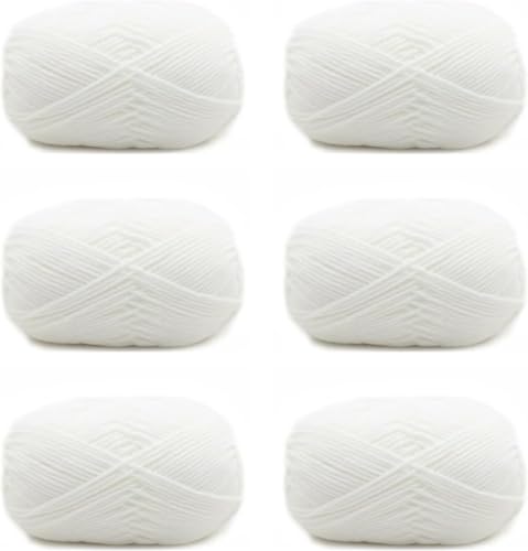 Häkelgarn,Handstrickgarn, Erhältlich in 6 Baumwollfäden, für Kunsthandwerk, Häkeln und Handstrickgarn Baumwollgarn,50g,Weiß von Yitobici