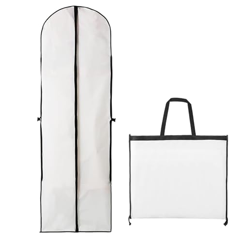 Kleidersack Lang,Hochzeitskleid Kleidersack 60 x 180 cm,Premium Kleidersack,Faltbar Kleidersack Anzug,für Brautkleider Abendkleider Lange Mäntel,Anzüge Kleider(1Pack, Weiß) von Yitobici
