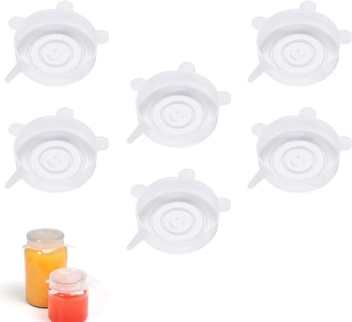 Silikondeckel, Silikon Deckel Stretch, Silikondeckel Dehnbar, für Feinkostgläse, Schüsseln, Becher, Obst, Transparent, 6.5 cm, 6 Stück von Yitobici