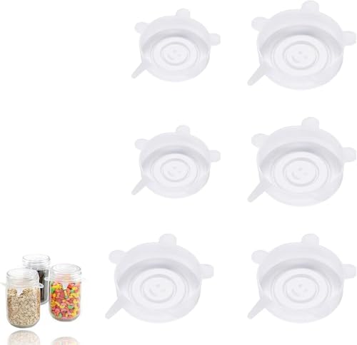 Silikondeckel, Silikondeckel Dehnbar, Silikon Deckel Stretch, für Dosen, Schüsseln, Obst, Becher, Transparent, 6 Stück von Yitobici