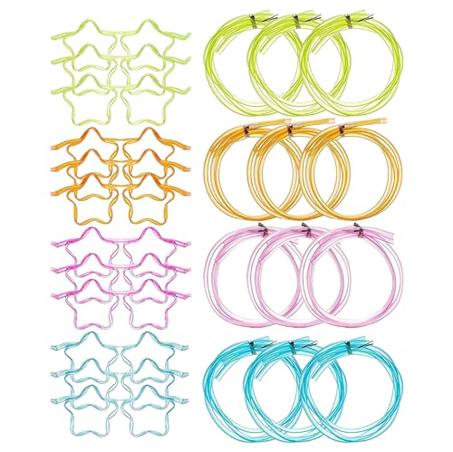 Strohhalm Brille, Neuheit Brille Strohhalm, Wiederverwendbare Strohhalm Brille, Crazy Fun Loop Strohhalme, Flexible Mehrfarbige Strohhalme, Brillengestell in Sternform, 4 Farben,12 pcs von Yitobici