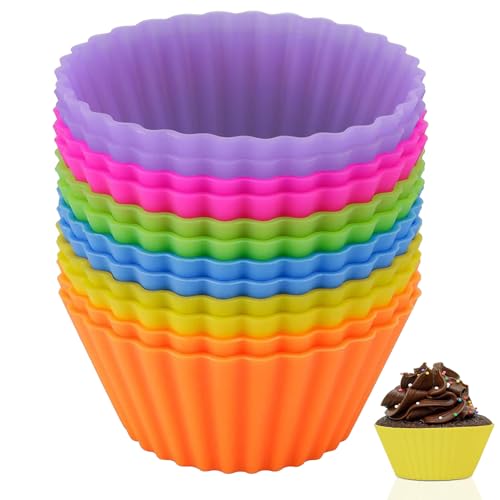 Yitobici Muffinform Silikon,12 Stück wiederverwendbare Silikon Backformen Muffin-Formen,Cupcake-Formen von Yitobici