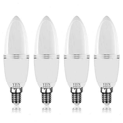 Yiun E14 LED Kerzen Lampen, 12W LED Kerzenhalter Glühbirnen 100 Watt Äquivalent, 1200lm, Tageslicht Weiß 6000K, nicht dimmbare, 4er Pack von Yiun