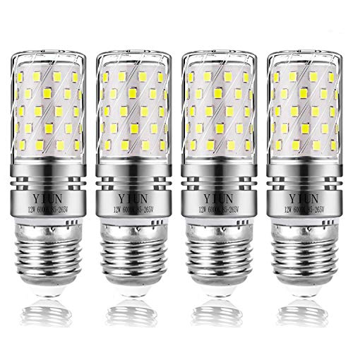 Yiun E27 LED Kerzenlampen, 12W LED Kerzenleuchter Glühlampen 100 Watt Äquivalent,Cool White 6000K LED Kronleuchter Lampen, Dekorative Kerzenständer E27, Nicht dimmbare, 4er Pack von YIUN