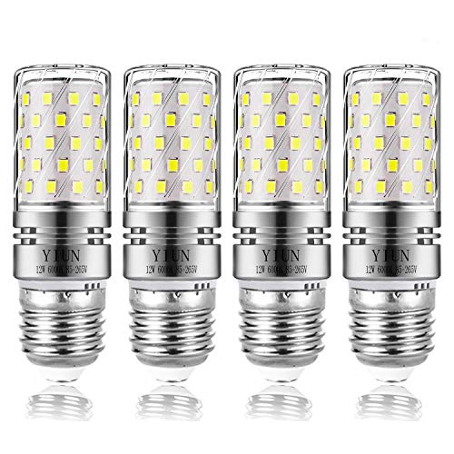 Yiun E27 LED Kerzenlampen, 12W LED Kerzenleuchter Glühlampen 100 Watt Äquivalent,Cool White 6000K LED Kronleuchter Lampen, Dekorative Kerzenständer E27, Nicht dimmbare, 4er Pack von Yiun