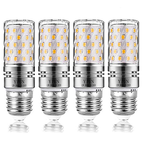 Yiun E27 LED Kerzenlampen, 12W LED Kerzenleuchter Glühlampen 100 Watt Äquivalent,Warmweiß 3000K LED Kronleuchter Lampen, Dekorative Kerzenständer E27, Nicht dimmbare, 4er Pack von YIUN
