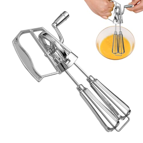 Yiurse Manueller Handmixer, Edelstahl-Handkurbel, Schneebesen, multifunktional, spülmaschinenfest, tragbarer Eiermixer zum Backen, Kochen von Yiurse