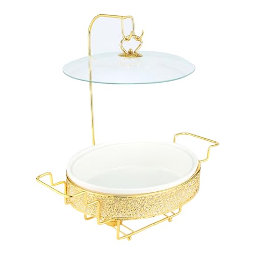 Yiustldd Goldenes Chafing-Dish-Buffet-Set mit hängendem Deckel, Esstisch und Warmhalte-Buffet-Friteuse-Set für Unterhaltung und Catering,3.5L von Yiustldd
