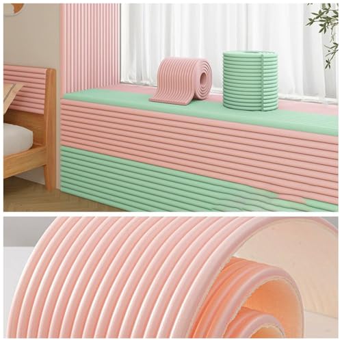 Yiustldd Schaumstoff-Eckenschutz für Kinder, 20 x 200 cm breite Schaumstoff-Sicherheitsstreifen, 1 cm Dicker Selbstklebender Antikollisions-Polsterpuffer,Rosa von Yiustldd