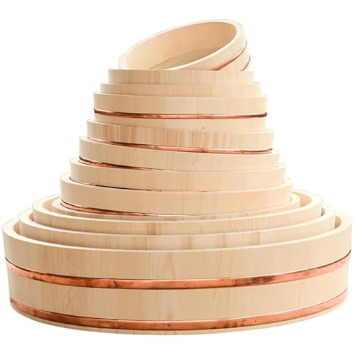 Yiustldd Traditionelle Hölzerne Sushi-Reisschüssel Hangiri, Runder Sushi-Oke-Rührbehälter Kühleimer Mit Schaufel Für Einsteiger Und Profis,27x7.5cm von Yiustldd