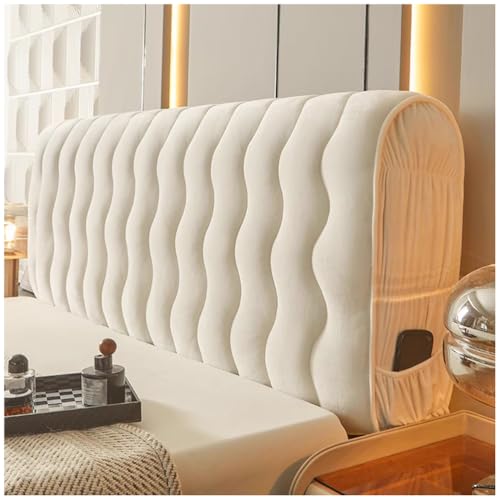 Yiustldd verdickter Kopfteilbezug, Staubdichte All-Inclusive Dehnbare Schutzhülle Für Schlafzimmer Kopfteil,Weiß,120cm von Yiustldd